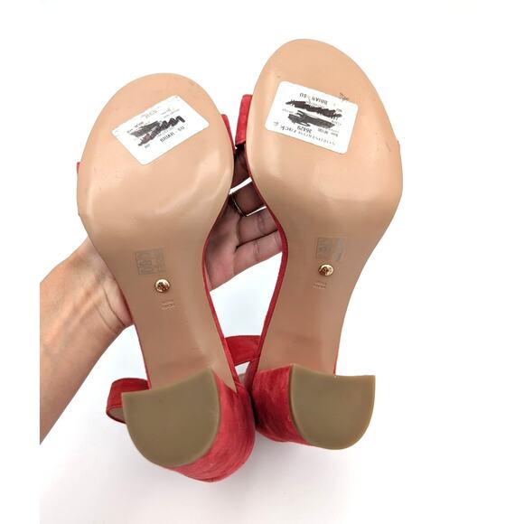 Pelle Moda Briar High Block Heel Ankle Strap Sandals Women's Red Size US10M EU41 - Picture 7 of 9